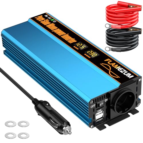 1000w Spannungswandler 12v Auf 230v Reiner Sinus Wechselrichter mit 1 EU-Steckdose und 2 USB Autoladegerät Power Solar Inverter DC AC Umwandler Stromwandler