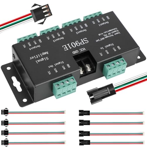 DAOKAI SP901E LED-Streifenverstärker 5 V-24 V Signal-Daten-SPI-Repeater-Controller Adressierbarer RGB-Lichtstreifen mit SM 2,54 3-poligem Stecker und Buchse für WS2801 WS2813 SK6812 WS2815 SK9822