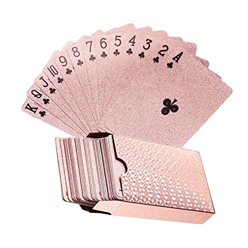 YuZhou Rose Gold Pokerkarten, Magic Game Card Magic Poker Cards Goldfolie Spielkarte Wasserdichtes Deck von Kunststoff Poker Karte für Spiel Familie Geburtstag Party