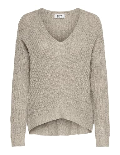 JdY Damen Jdynew Megan L/S Knt Noos Strickpullover, Cement/Detail:w. Black Ply, M EU
