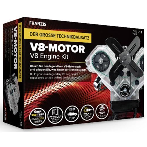Franzis 67114 große Technikbausatz V8-Motor: Baue den legendären V8-Motor nach und erlebe was hinter der Technik steckt!