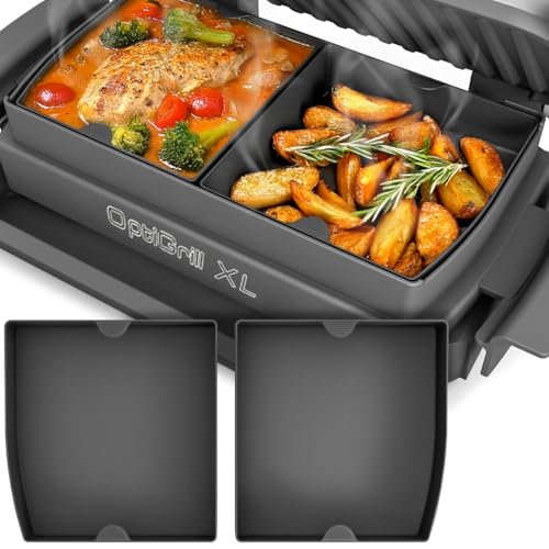 ZauberFry Backschalenteiler Kompatibel Mit Tefal OptiGrill XL, Elite, Plus, 2 x Backschaleneinsatz Aus Silikon, Zubehör, Backform