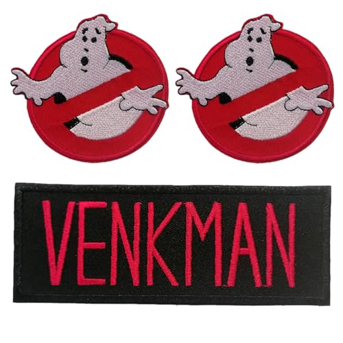 Catch the Patch Ghostbuster Set 3 Stück Venkman Logo Film - Aufnäher, Bügelbilder, Aufbügler, Applikationen, Patches, Sticker zum Aufbügeln oder Aufnähen – für Kleidung, Taschen, Jacken