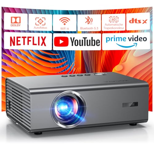4K Smart Beamer kompatibel mit Netflix-App, Kinoähnlichem Sound & HDR | KOGATA Auto-Fokus, 6D Keystone, WiFi 6 & Bluetooth | Heimkino Projektor für Garten & Streaming ohne TV-Stick
