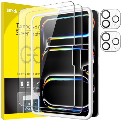 JETech Schutzfolie für iPad Pro 11 Zoll M5/M4 (2025/2024) mit Kameraschutz, Einfachen Installationswerkzeug, Gehärtete Glas Displayschutz Anti-Kratz, HD Klar, 2 Stück Jeweils