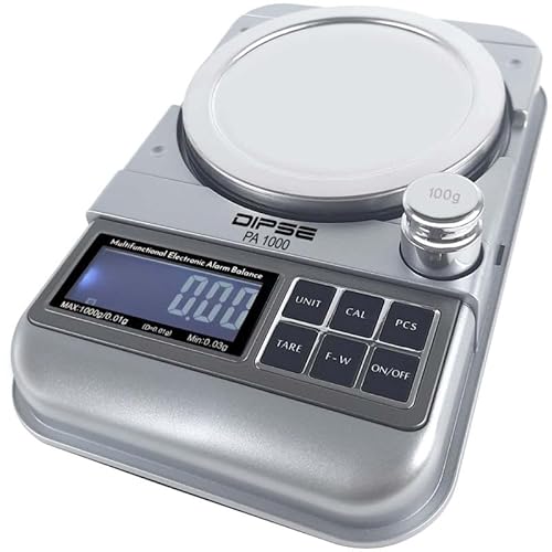 DIPSE PA-1000 Digitale Präzisionswaage, 1kg, 0,01g Genauigkeit, mit Nivellierung und Kalibriergewicht (PA1000 1kg x 0,01g)