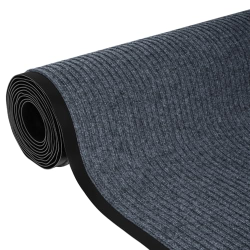 ybaymy Teppich Läufer Flur rutschfest 90 x 500 cm Schmutzfangläufer Meterware Waschbar Teppichläufer Lang Korridor Schmutzfangmatte Grau, 90cm Breite