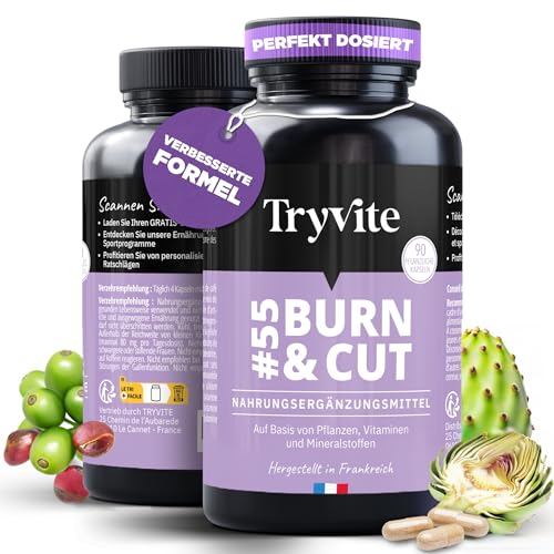 Nahrungsergänzungsmittel | Mit Artischocke & Nopal | 90 pflanzliche Kapseln | TRYVITE BURN&CUT
