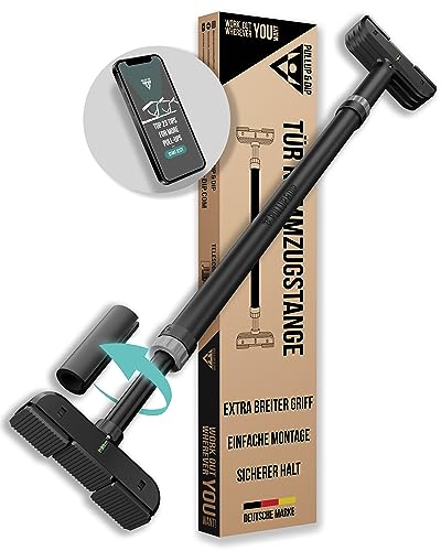 PULLUP & DIP Klimmzugstange für Türrahmen zum Einhängen ohne Schrauben und kein Abrutschen, Profi Türreck, Pull-up Bar mit gepolsterten Griffen (Klimmzugstange Teleskop)