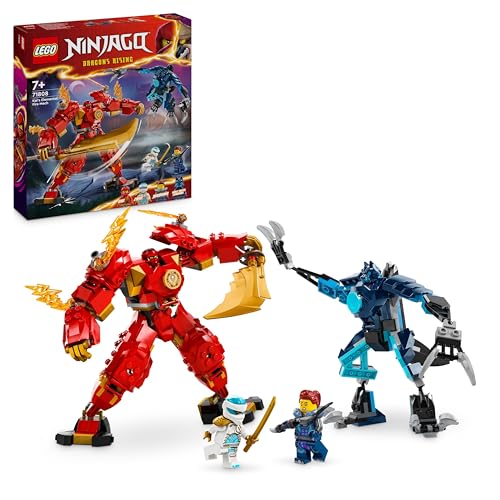 LEGO NINJAGO Kais Feuermech, Actionfiguren-Spielzeug für Kinder mit roter Mech-Figur zum Umgestalten, Ninja-Set mit 4 Figuren inkl. Kai und Zane, Geschenk für 7-jährige Jungs und Mädchen 71808