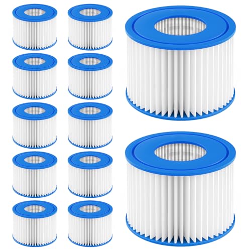Filter VI für Pool, 12 Stück Filterkartuschen VI für Lay-Z-Spa Miami, Monaco, Vegas, PoolFilter Ersetzt die Originalkartusche BW58323, Pool Filter VI PATRONE