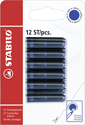 STABILO - Tintenpatronen zum Nachfüllen - Refill - 12er Pack - blau (löschbar)