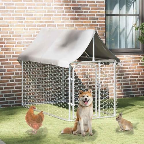 Rantry Outdoor-Hundezwinger mit Dach 200x100x150 cm Hundehütte im Freien Model171496