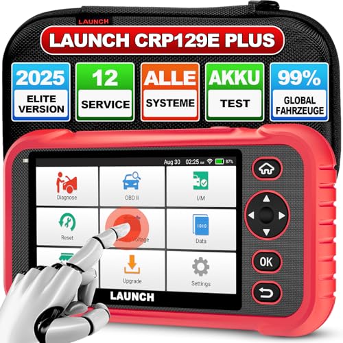 LAUNCH CRP129E Plus OBD2 Diagnosegerät Alle System Scanner mit 12 Reset, ABS/Einspritzdüsen-Codierung/Öl/Drosselklappe/EPB/DPF/SAS/TPMS Reset/Batterieabgleich, lebenslanges WiFi-Update, 2025 Modelle