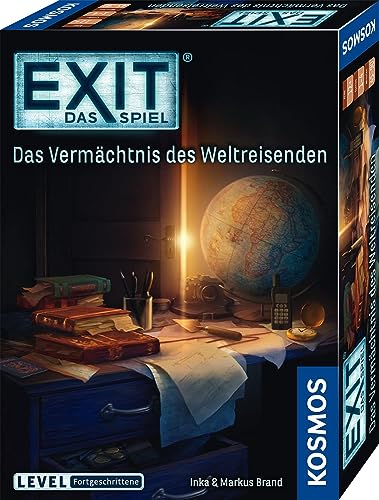 KOSMOS 682828 EXIT - Das Spiel - Das Vermächtnis des Weltreisenden, Level: Fortgeschrittene, Escape Room Spiel, EXIT Game für 1-4 Spieler ab 12 Jahre, EIN einmaliges Gesellschaftsspiel