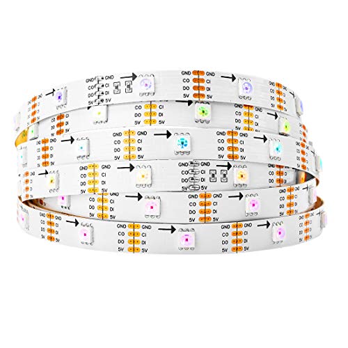BTF-LIGHTING SK9822 (ähnlich APA102C) Individuell adressierbar 3.2ft 1m 144 Pixel/LEDs/m 144LEDs IP30 Nicht-wasserdichtes Weiß PCB DATA und CLOCK separat DC5V Full Color