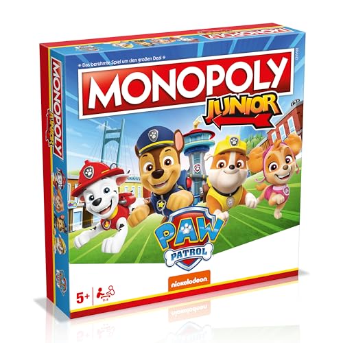 Winning Moves Monopoly Junior Paw Patrol Junior Edition - Familienspiele Strategie Brettspiele Monopoly Paw Patrol Junior - Brettspiel für Kinder - 2+ Spieler ab 5+ Jahren - Deutsch