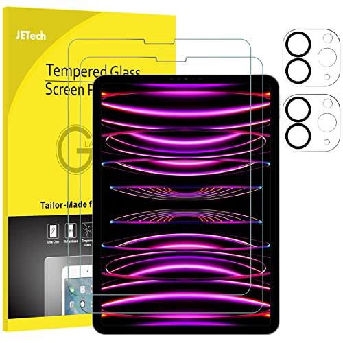 JETech Displayschutzfolie für iPad Pro 11 Zoll, 2022/2021/2020 (4. / 3. / 2. Generation) mit Rückseitenkamera-Objektivschutz, Displayschutzfolie aus Hartglas, HD, 2 Stück