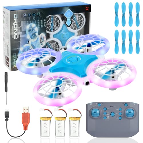 Flintronic Mini Drohne, RC Quadrocopter Spielzeug, Spielzeug Drohne mit LED Lichter Indoor & Outdoor, 360° Flip, 3 Akkus, Flugzeug Drone für Anfänger