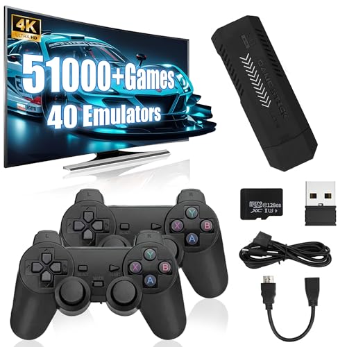 KINMRIS X2 Plus Retro Konsole Spielekonsole 128G 51000 Spielens 4K USB Wireless 40+ Emulatoren, Videospielkonsole Retro TV Spielkonsole HDMI-kompatible Videospiel-Sticks