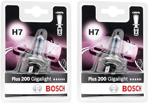 Bosch H7 Plus 200 Gigalight Lampe - 12 V 55 W PX26d - 1 Stück (Packung mit 2)