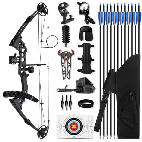 SERfawnCH Drachenklaue Compoundbogen Set 20-70 LBS Einstellbarer Jagd- und Sportbogen mit Pfeilen für Rechtshänder (Erwachsene)