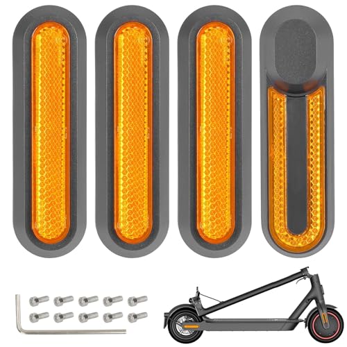 GIONAR Reflektierende Hinterradabdeckungen, 4 Stück Reflektierende Seitenabdeckungen, mit Rückstrahler aus Kunststoff, Ersatzteile und Zubehör für Xiaomi M365 Pro, xiaomi Pro2 1S Scooter, Gelbe