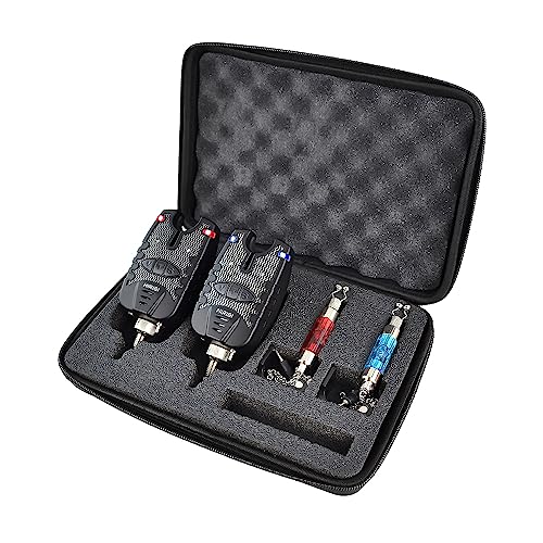 Hirisi Tackle Bissanzeiger und Schaukel-Set für Karpfenangeln, wasserdicht, blaue und rote LED