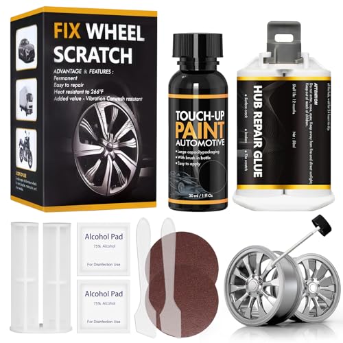 Alufelgen Reparatur Set, Felgenreparaturset Alu, Felgen Reparaturset, Zur Reparatur von Felgenkratzern, Dellen und Anderen Leichtmetallfelgen, Reifenreparaturset, Silbergrau