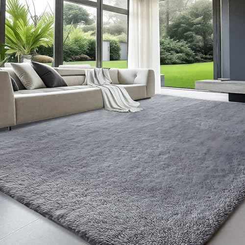 ZRSDIXKI Teppich Wohnzimmer 120x180CM -Hochflor Teppich Grau Teppiche für Schlafzimmer Wohnzimmer, Anti Rutsch Extra Große Teppiche für Kinder Home Decor Ästhetik (120.0 X 180.0 Zentimeter, Hellgrau)