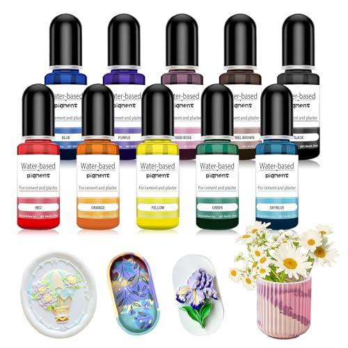 SHOPPGO Farbe für Gießpulver, Farbpigmente für Gießpulver, Farbpigmente für Gips, Verwendet für Relief, Keramik, Zement, Gipsfärbung, Heimwerken, Mehrere Farben, 10 Stück