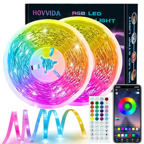 HOVVIDA LED Strip 30M, 30 LEDs/Meter, 2x15M, RGB LED Streifen, 900 LED, APP und Fernbedienung, Musikmodus, Timing-Modus, LED für Zimmer, Wohnzimmer, Küche, Schlafzimmer, Bar, Party