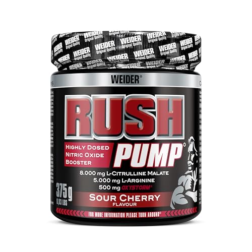 Weider- Rush Pump - Pre Workout Booster mit L-Citrullin und L-Arginin - Aminosäuren Komplex - Ohne Koffein - 375g - Sauerkirsche