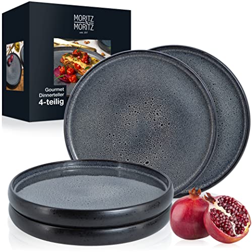 Moritz & Moritz SOLID 4x Speiseteller 26 cm - Steinzeug Teller Set - Geschirr Set zum Servieren