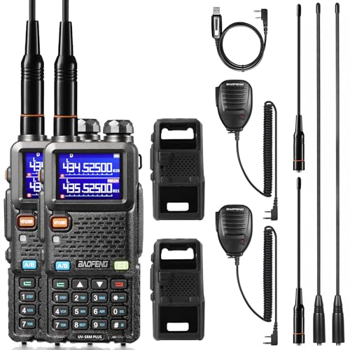 BAOFENG UV-5RM Plus 10W Amateurfunkgerät, Dualband-Funkgerät, UKW-Luftfunkempfänger, große Reichweite, mit weicher Hülle, Programmierkabel, 2500 mAh Akku, USB-C-Anschluss, unterstützt Chirp, 2 Pack