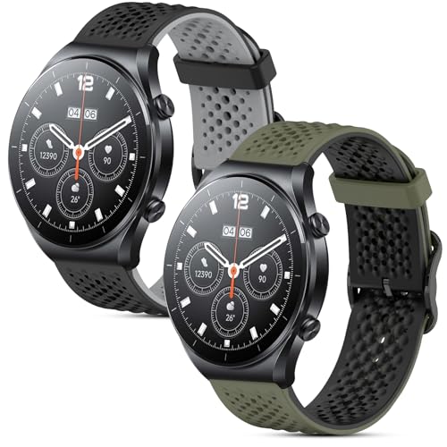 CHULN 2 Stücks Armband kompatibel mit Xiaomi Mi Watch/Xiaomi Watch S1 Pro/S1 Active/S1/S2/S3/2/2 Pro/Xiaomi Mi Watch Color Sport, 22mm Sports Weiches Silikon Ersatzband für Xiaomi Mi Watch Smartwatch.