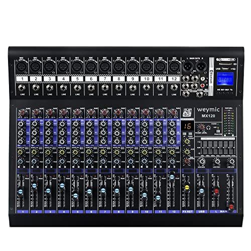 Weymic MX-120 Professional Mixer (12-Channel) for Recording DJ Stage Karaoke DSP Effector w/USB Drive