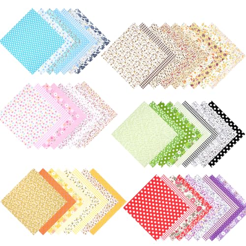 50 Stück Stoffreste zum Basteln, 20x20cm Bunt Patchwork Baumwolle Stoff zum Nähen, Verschiedene Blümchen‌ Muster Bedruckter Stoffpakete,DIY Kinderstoffe Patchwork