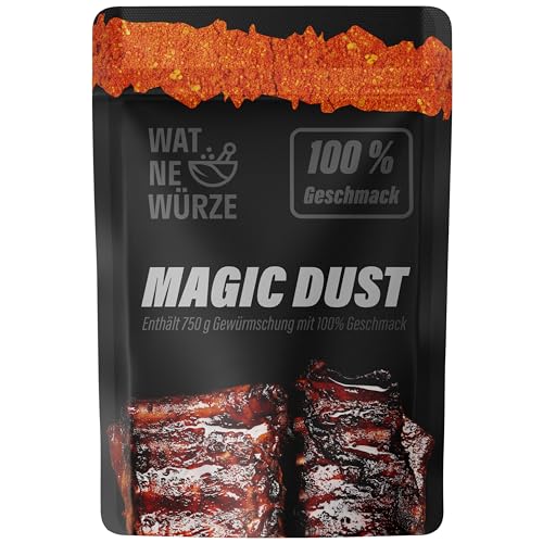 WAT NE WÜRZE Magic Dust Rub 750 g | BBQ-Rub Gewürz für Rippchen, Pulled Pork & Brisket | Grill Gewürzmischung nach amerikanischem Originalrezept im Aromaschutzbeutel