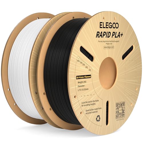 ELEGOO High Speed PLA+ Filament 1.75mm Schwarz Weiß 2 KG, Rapid PLA Plus 3D Drucker Speedy Filament, 600 mm/s Hochgeschwindigkeitsdruck, Maßgenauigkeit +/-0,02mm, 2kg Spule (4.4lbs)