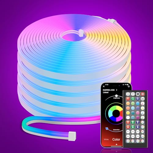 Macchiatto Neon LED Strip 2 x 5m, Led Streifen Wasserdichte Flexible LED Lichtband mit App und Fernbedienung,Farbwechsel LED Lichterkette für Wohnzimmer,Schlafzimmer, Spielzimmer