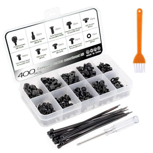 Gueenky 432 Stück Computer Schrauben Set, Sortiertes Set mit Mainboard, Lüfter, SSD und Notebook Schrauben, inkl. Schraubendreher
