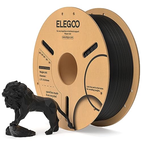 ELEGOO PLA Filament 1.75mm Schwarz 1KG, 3D Drucker Filament Maßgenauigkeit +/- 0,02 mm, 1kg Pappspule (2.2lbs) Filament-3D-Druckmaterialien Passt für die Meisten 3D Printer