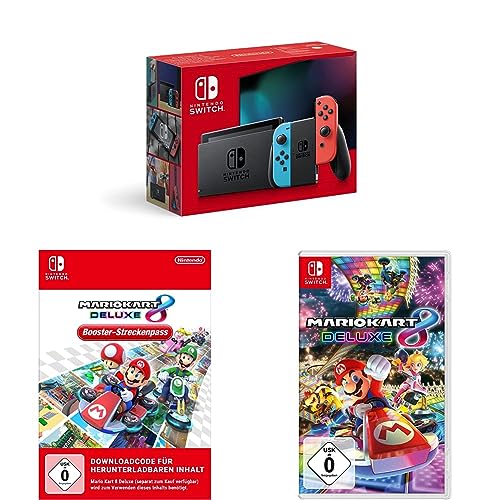 Nintendo Switch Konsole - Neon-Rot/Neon-Blau + Mario Kart 8 Deluxe - [Nintendo Switch] + Booster-Streckenpass |DLC