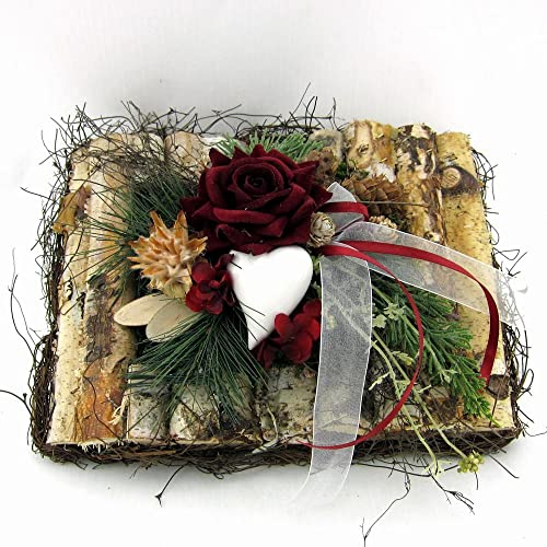 Grabgesteck - liebevoll gestalteter Grabschmuck als Grabaufleger - stilvolles Arrangement - Buch mit roten Rosen (Art.058)