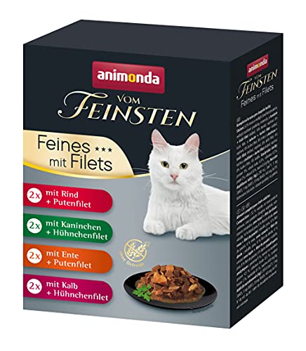 animonda Vom Feinsten Adult Katzenfutter, Nassfutter für ausgewachsene Katzen, Feine Vielfalt mit Filets 8 x 85 g