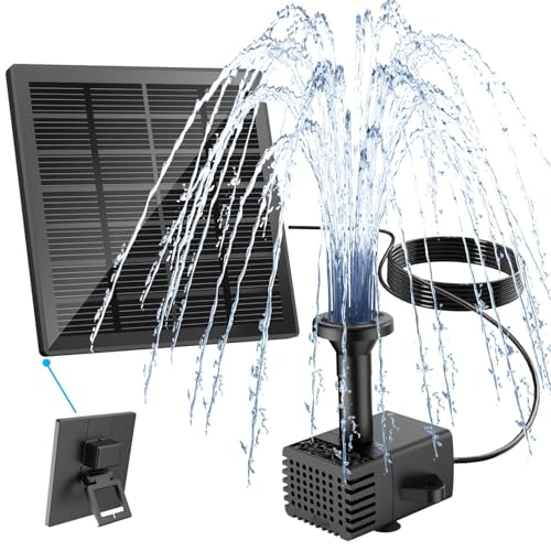 Yzert Solar Springbrunnen 1.8W, 2025 Upgraded Glas Solar Teichpumpe mit 8 Effekte, 3M Kabel, Solar Wasserpumpe Schwimmender Fontäne Pumpe für Außen Vogelbad, Fischbecken, Garten (Schwarz)