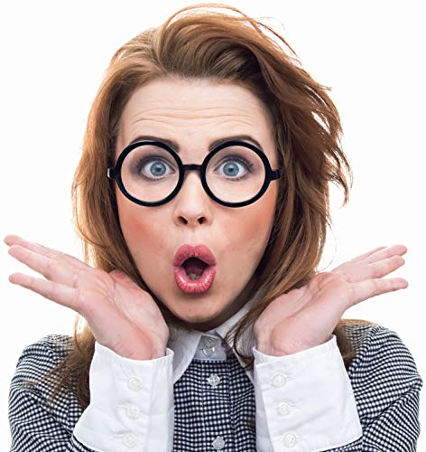 Balinco schwarze Nerd Brille mit klaren Gläsern – Unisex Spaß Runde Brille für Damen und Herren, perfektes Kostüm-Accessoire für Karneval, Festivals, Cosplay und Motto-Partys