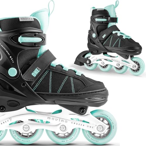 Movino Inline Skates | Cruzer One | Verstellbare Rollschuhe | Inliner für Damen Mädchen Jungen | Inliner für Kinder & Erwachsene | Inline Skates mit großen Rädern 72 mm | Kids-Inliner L (38-41)