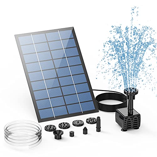 AISITIN Solar Springbrunnen 2.5W DIY Solar Teichpumpe 2025 Upgrade mit 1.2 m Wasserleitung Solarbrunnen mit 6 Fontänenstile Solar schwimmender Fontäne Pumpe für Gartenteich, Vogel-Bad, Fisch-Behälter